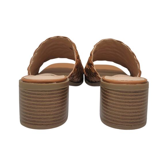 Journee Women Fylicia Block Heel Woven Slide Sandals Size US 9.5M Tan Brown - Picture 3 of 5